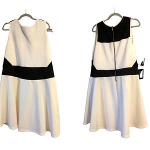18W Ashley Graham Beyond Sleeveless White Dress with Black Accents